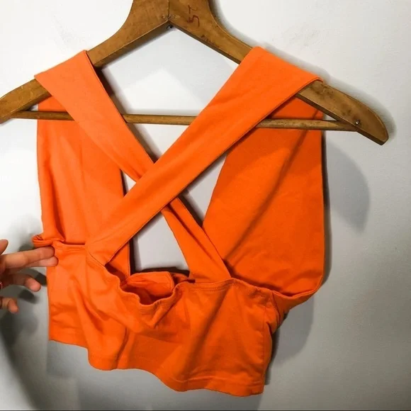 🦋🌙 SHEIN | Orange Criss Cross Strap Crop Top - Picture 7 of 10